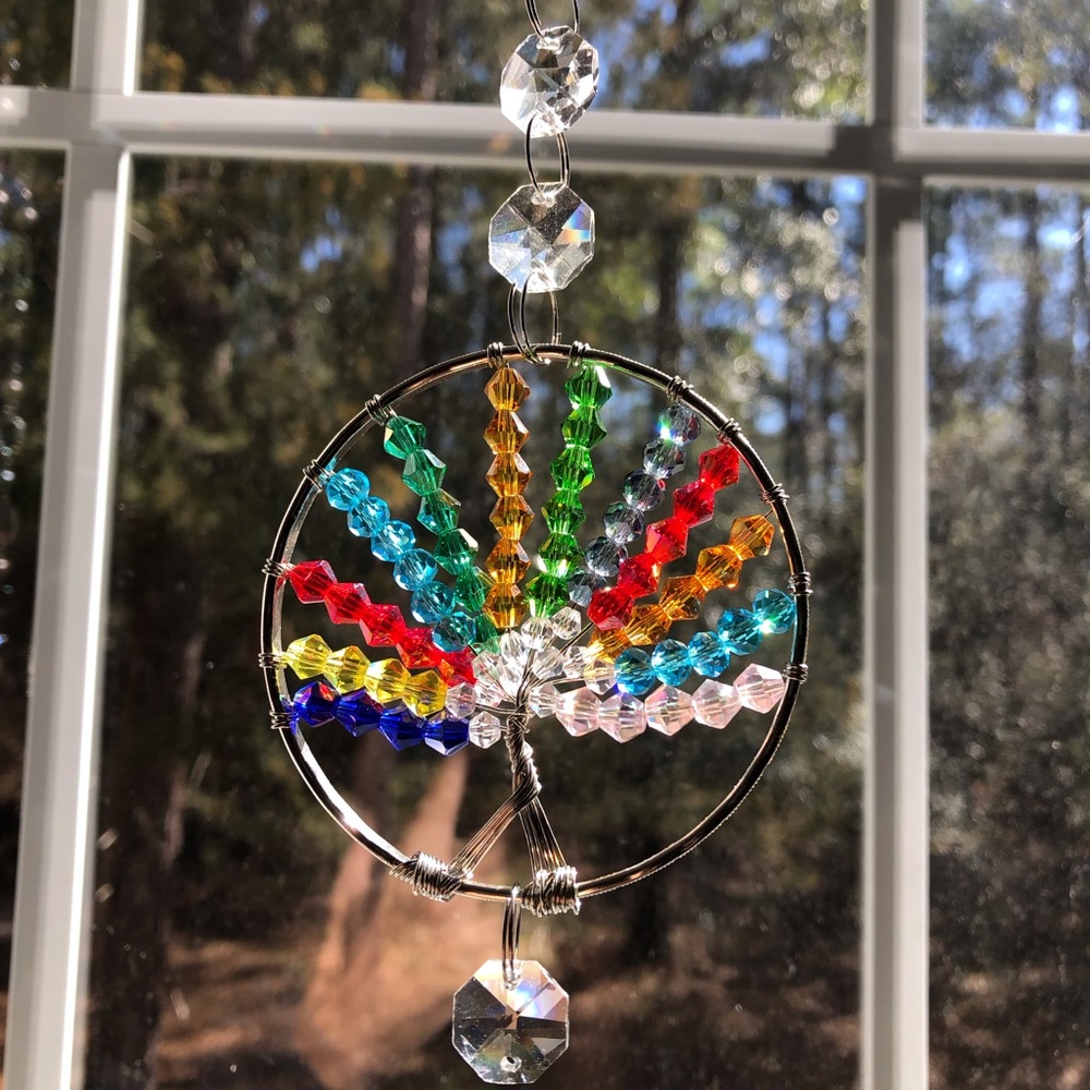 Rainbow Crystal Tree of Life Sun Catcher